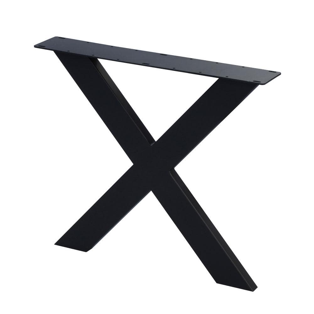 Stalen X tafelpoot 75 bij 4 cm en hoogte 72 cm zwart (4 x 10 cm)