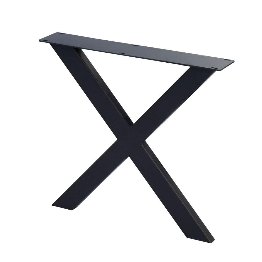 Stalen X tafelpoot 75 bij 4 cm en hoogte 72 cm zwart (8 x 4 cm)