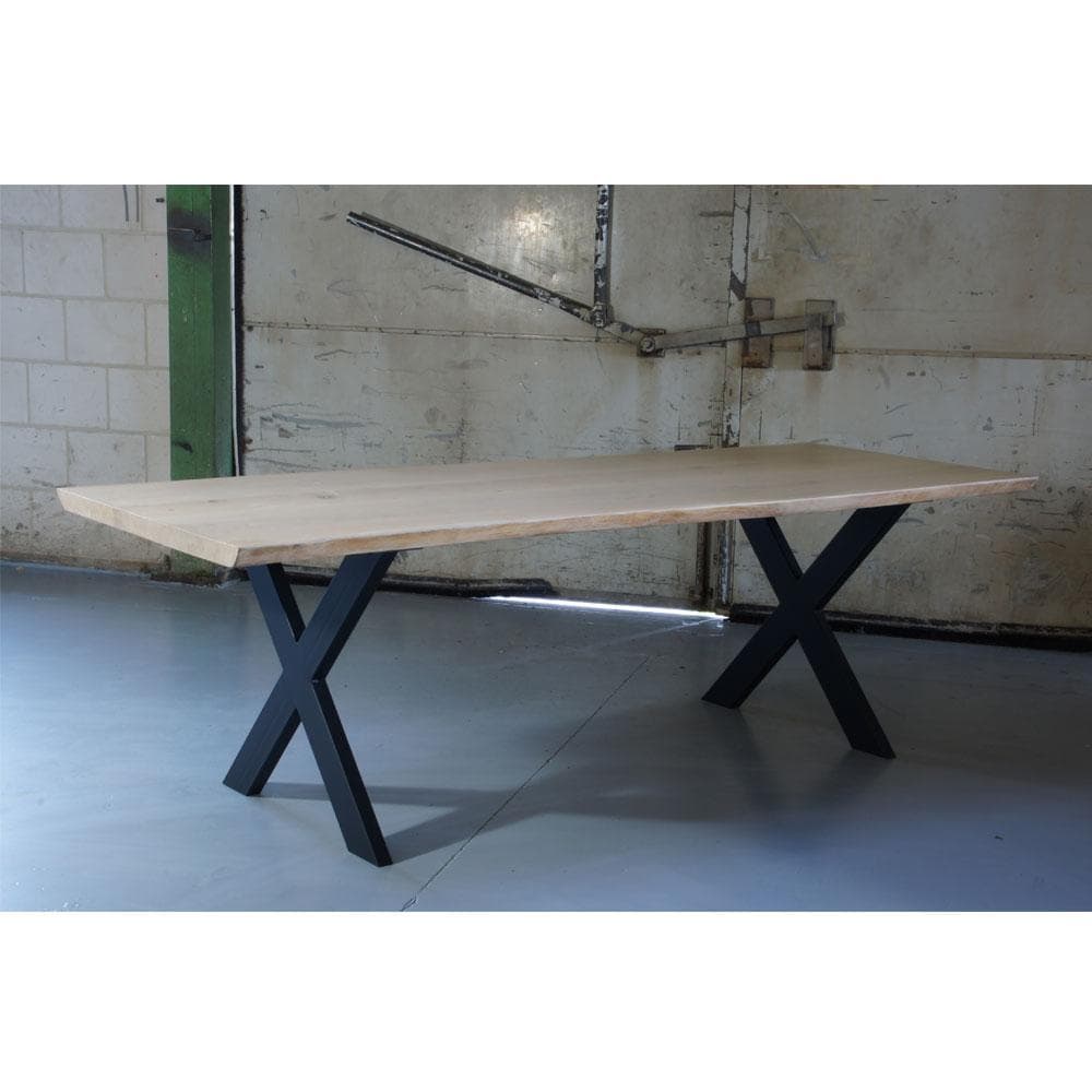 Stalen X tafelpoot 75 bij 4 cm en hoogte 72 cm zwart (4 x 10 cm)