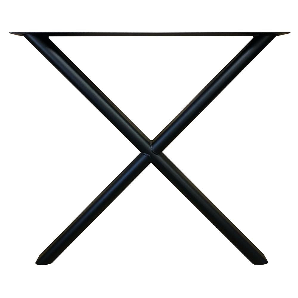 Premium stalen X tafelpoot ovale koker 75 bij 10 cm en hoogte 73 cm zwart (10 x 4 cm)
