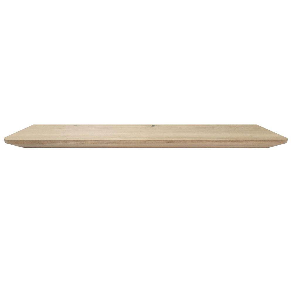 Wandplank eiken 80 bij 20 cm van 3 cm dik massief hout met verjongde facetrand - Zwevend te monteren
