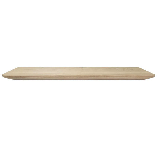 Wandplank eiken 80 bij 20 cm van 3 cm dik massief hout met verjongde facetrand - Zwevend te monteren